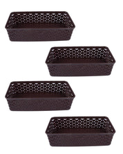 Market 99 Medium Plastic Multipurpose Storage Basket ( Set Of 4, Solid Brown Colour) - MARKET 99