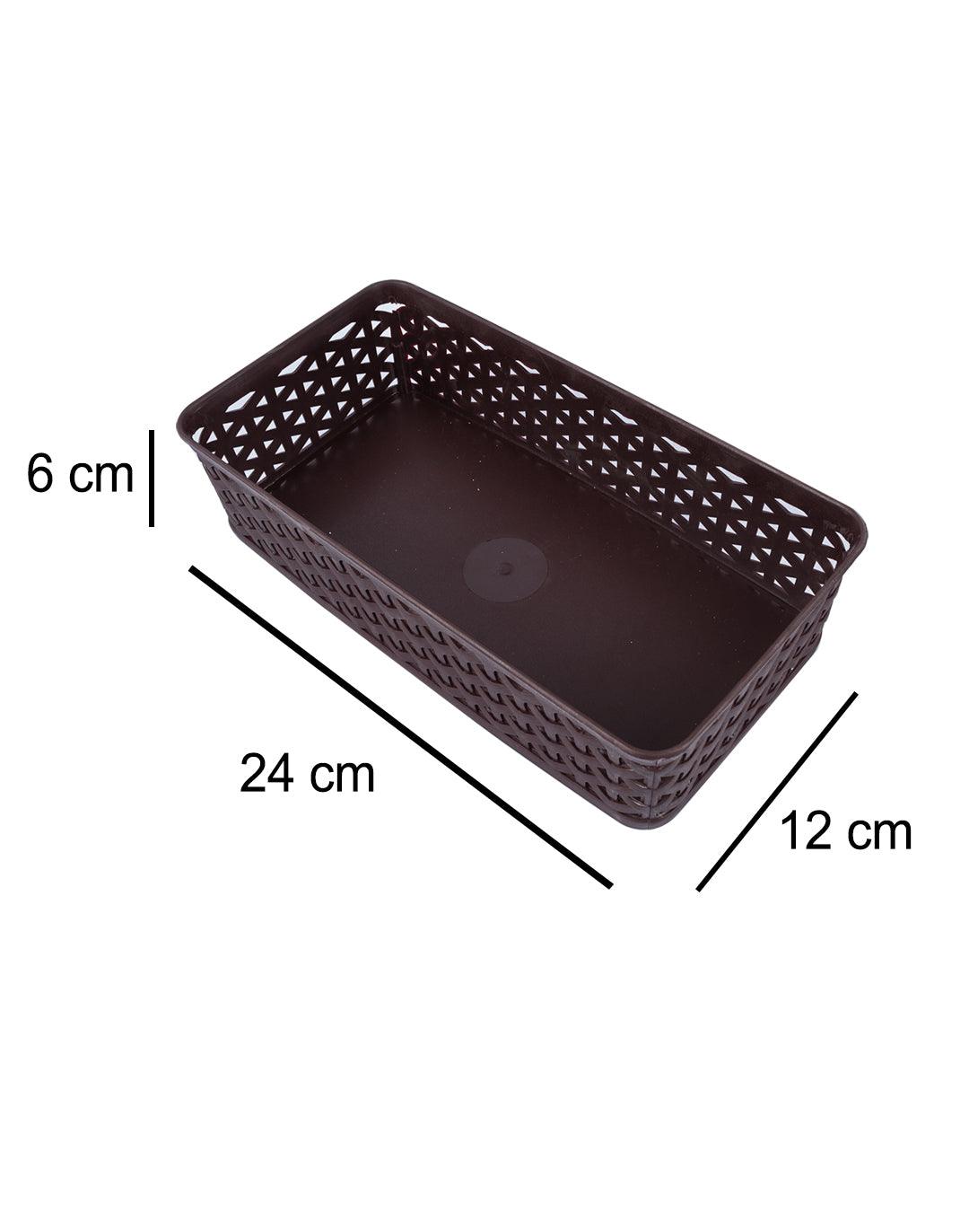 Market 99 Medium Plastic Multipurpose Storage Basket ( Set Of 4, Solid Brown Colour) - MARKET 99