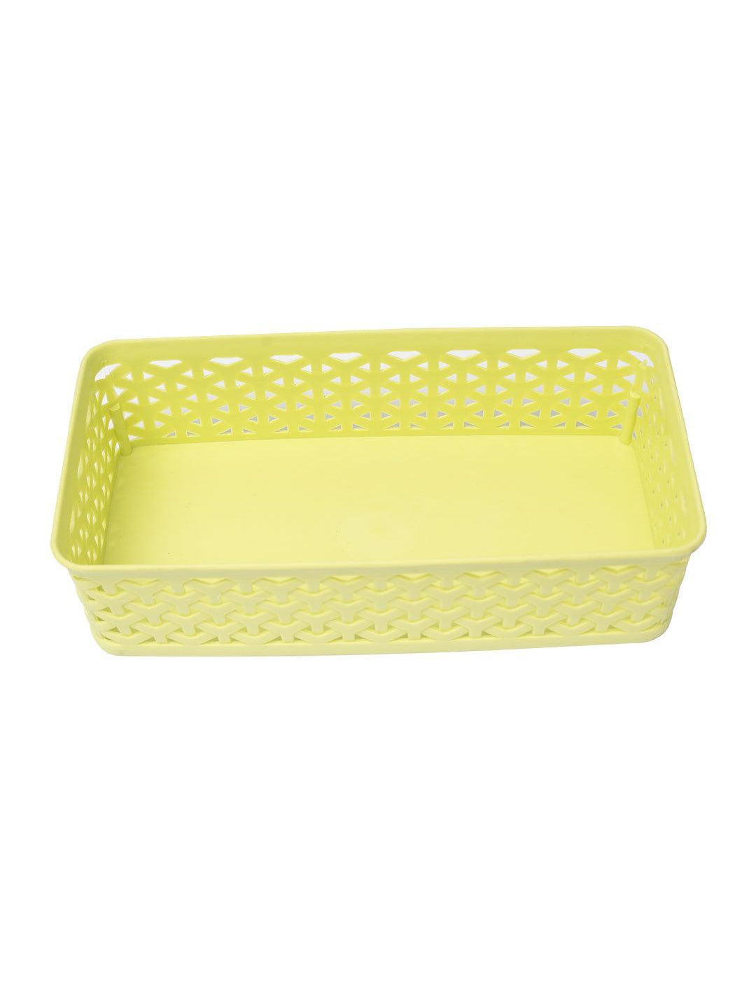 Market 99 Medium Plastic Multipurpose Storage Basket ( Set Of 4, Solid Green Colour) - MARKET 99