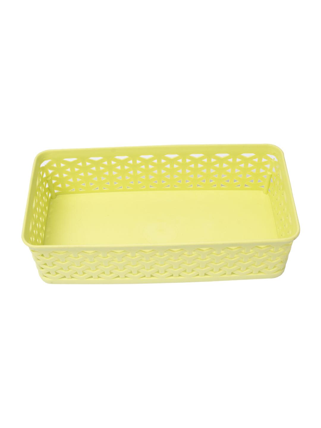 Market 99 Medium Plastic Multipurpose Storage Basket ( Set Of 4, Solid Green Colour) - MARKET 99