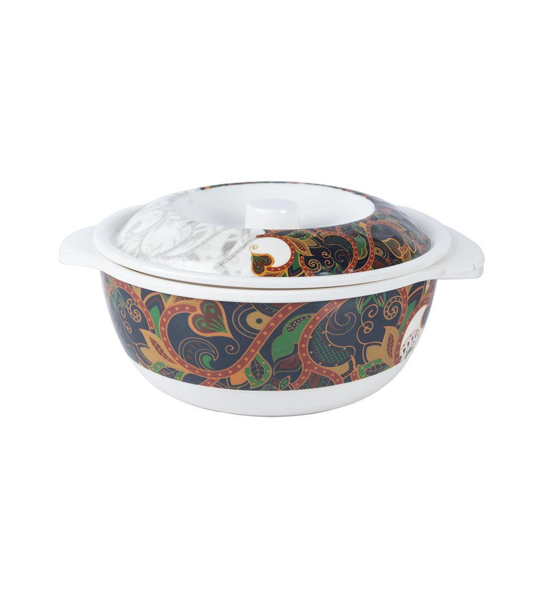 Market 99 Melamine Tableware Glossy Finish Dual Glazed Casserole with Lid for Dining Table - MARKET 99