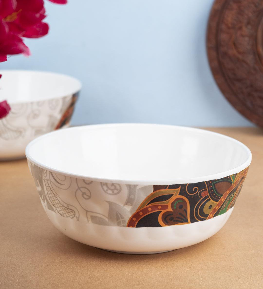 Market 99 Melamine Tableware Glossy Finish Dual Glazed Serving Bowls for Dining Table (Set Of 2, 1300 mL ) - MARKET 99