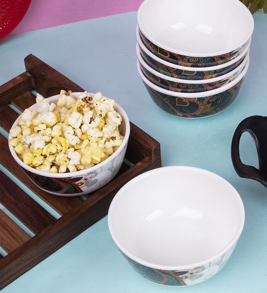 Market 99 Melamine Tableware Glossy Finish Dual Glazed Soup Bowls for Dining Table (Set Of 6, 250 mL ) - MARKET 99
