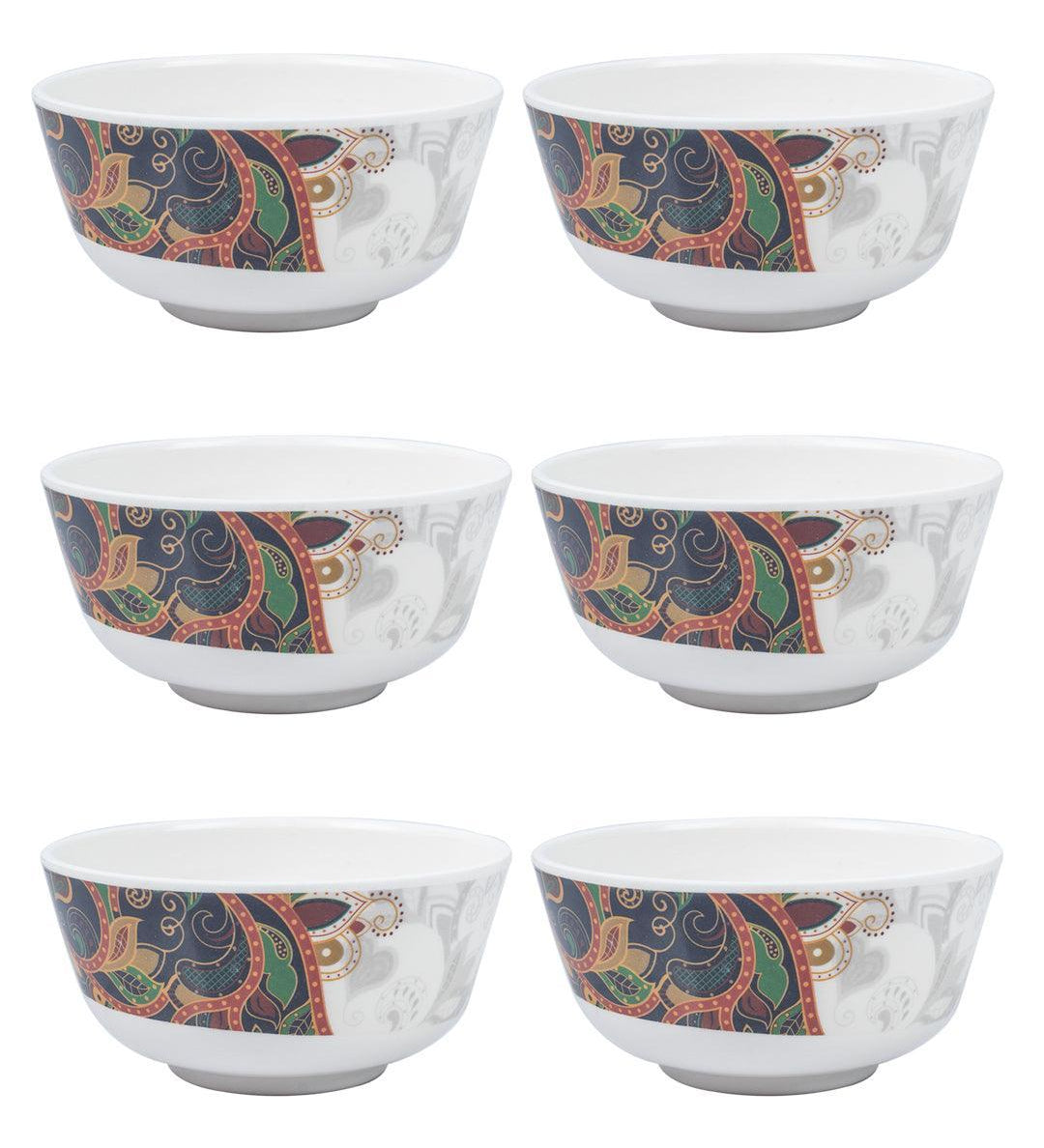 Market 99 Melamine Tableware Glossy Finish Dual Glazed Soup Bowls for Dining Table (Set Of 6, 250 mL ) - MARKET 99