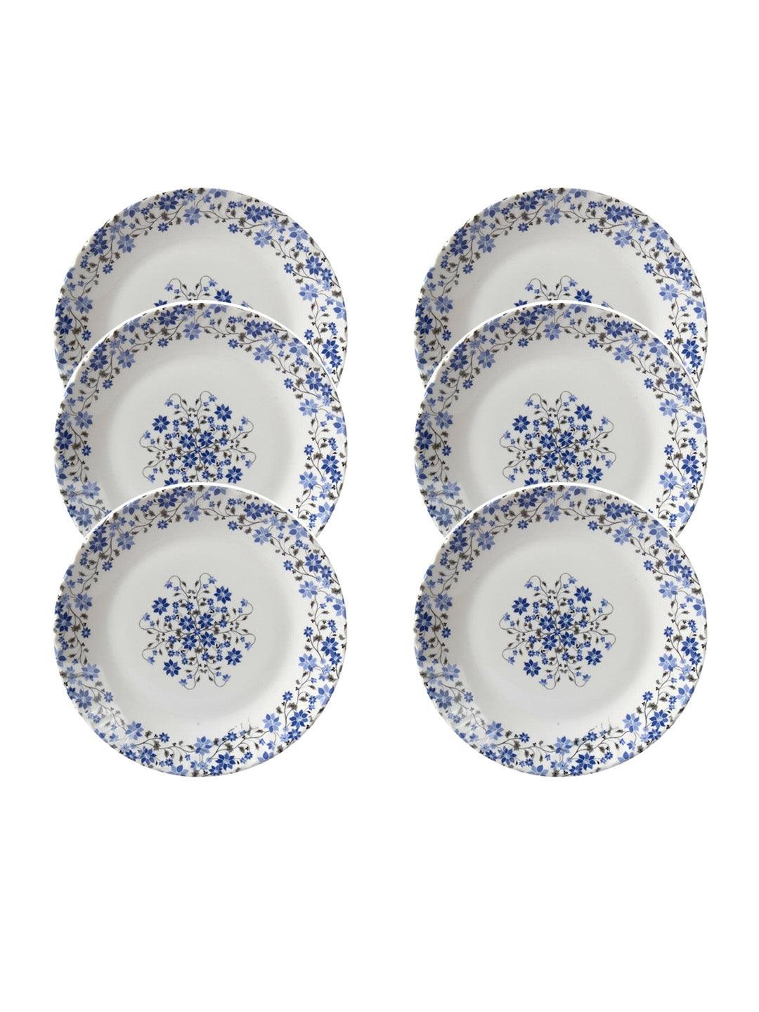 Market 99 Melamine Tableware Glossy Floral Finish Quarter Plates for Dining Table (Set Of 6) - MARKET 99
