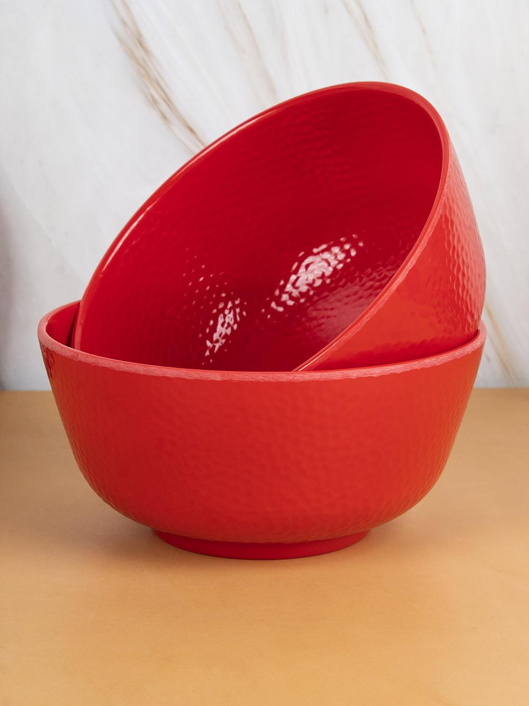 Market 99 Melamine Tableware Red Serving Bowls for Dining Table (Set Of 2, 1300mL ) - MARKET 99