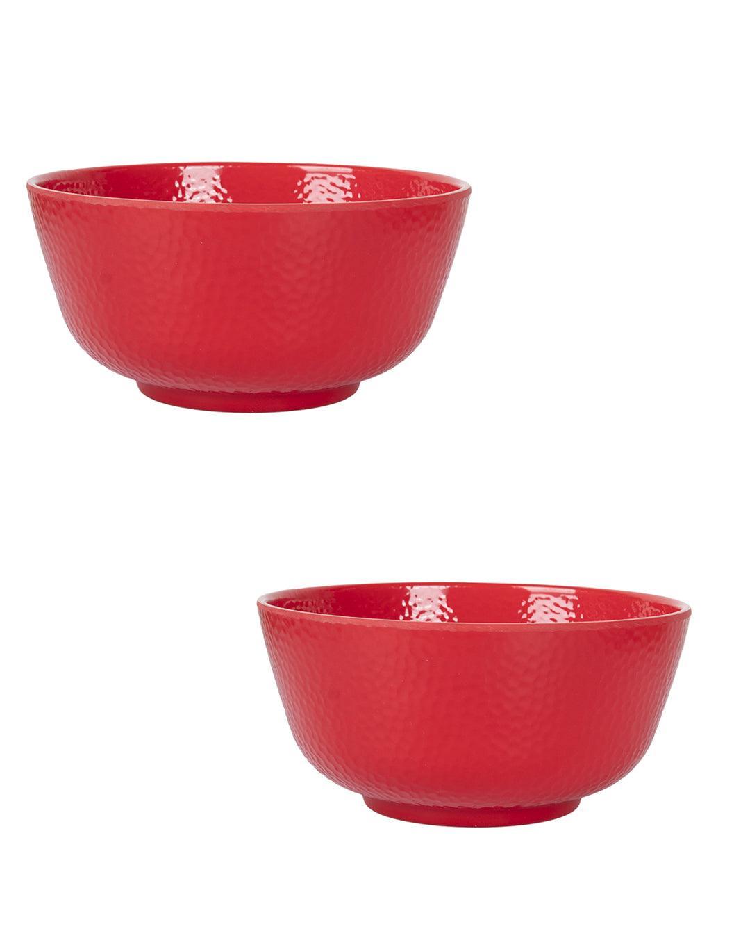 Market 99 Melamine Tableware Red Serving Bowls for Dining Table (Set Of 2, 1300mL ) - MARKET 99