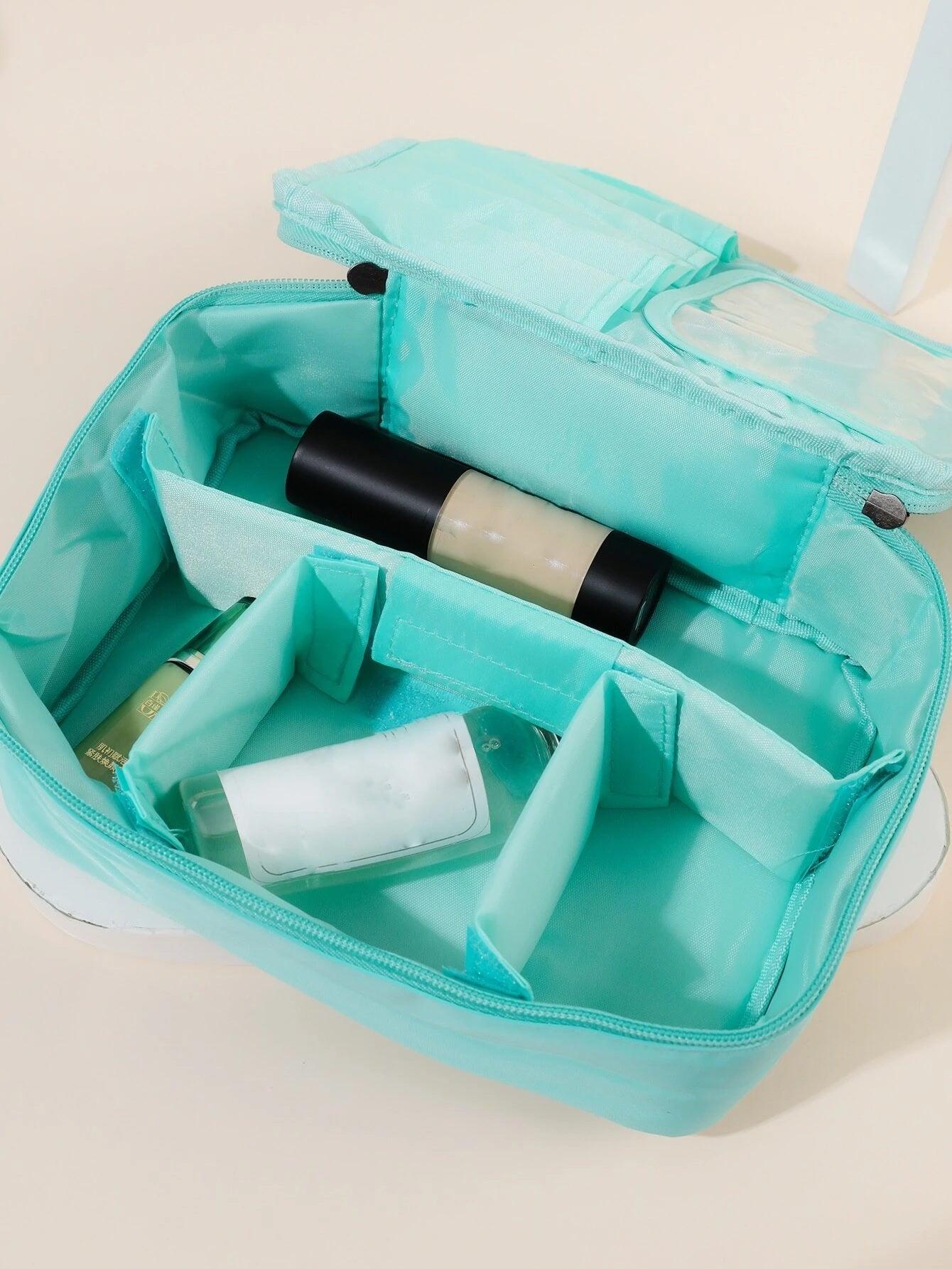 zimba - Professional Cosmetic Makeup Kit Stylish Print Storage Makeup Pouch  for Women, Makeup Bag Large (Size 24cm*18cm) Blue Colour