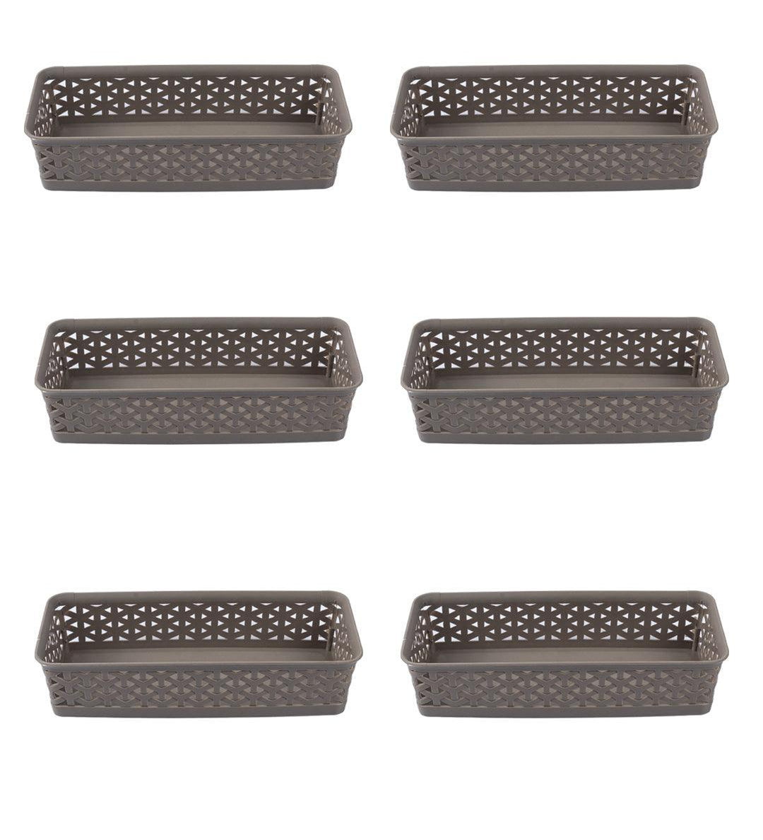 Market 99 Small Plastic Multipurpose Storage Basket ( Set Of 6, Solid Beige Colour) - MARKET 99
