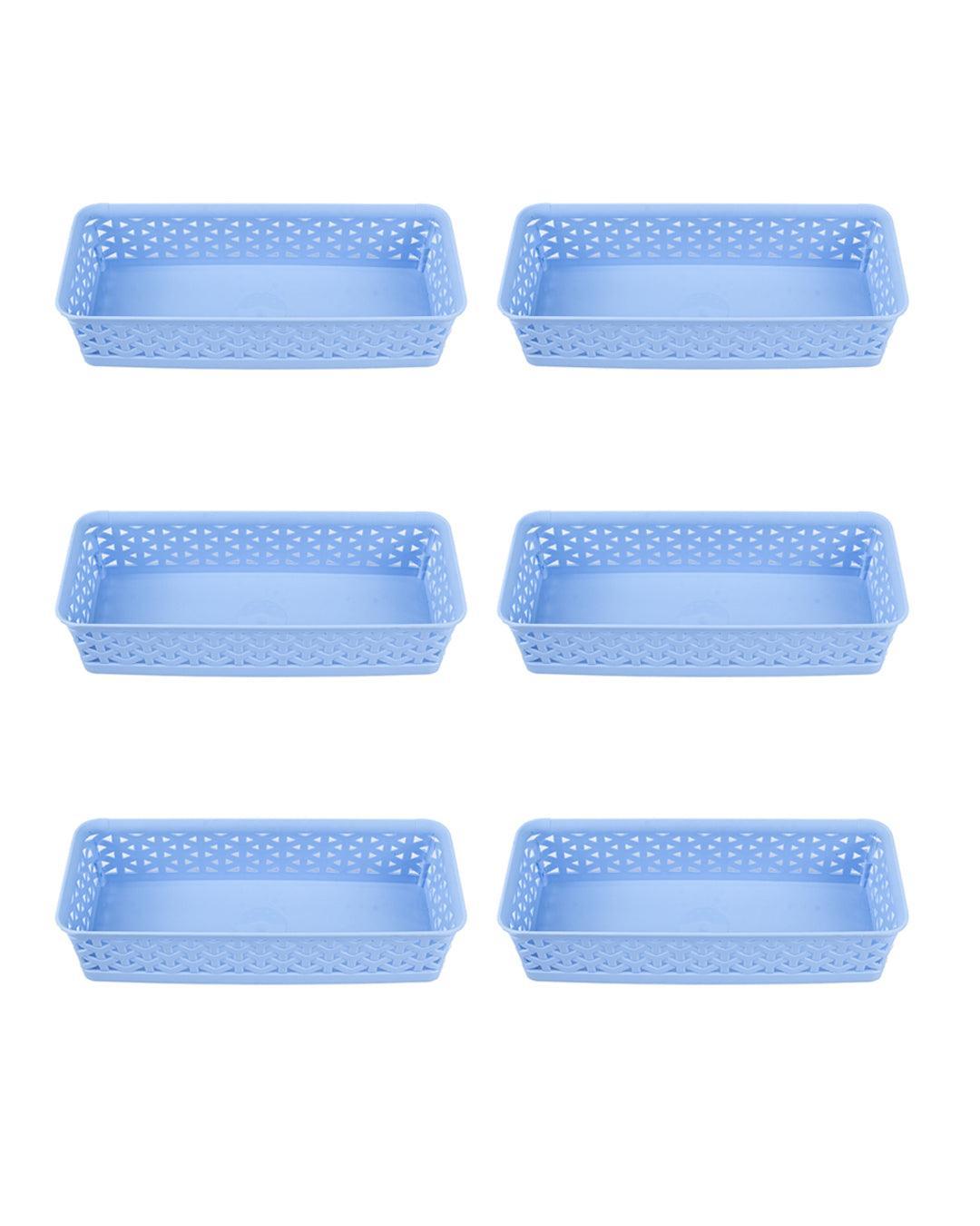 Market 99 Small Plastic Multipurpose Storage Basket ( Set Of 6, Solid Blue Colour) - MARKET 99