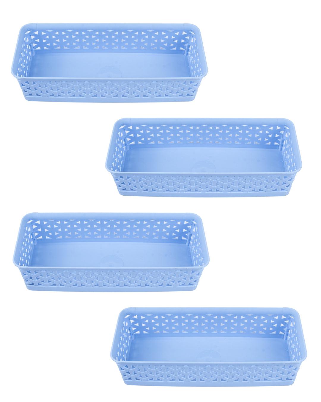 Market 99 Small Plastic Multipurpose Storage Basket ( Set Of 6, Solid Blue Colour) - MARKET 99