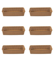 Market 99 Small Plastic Multipurpose Storage Basket ( Set Of 6, Solid Brown Colour) - MARKET 99