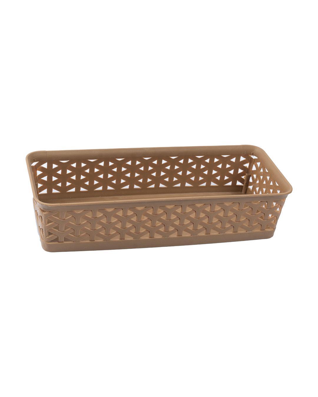 Market 99 Small Plastic Multipurpose Storage Basket ( Set Of 6, Solid Brown Colour) - MARKET 99