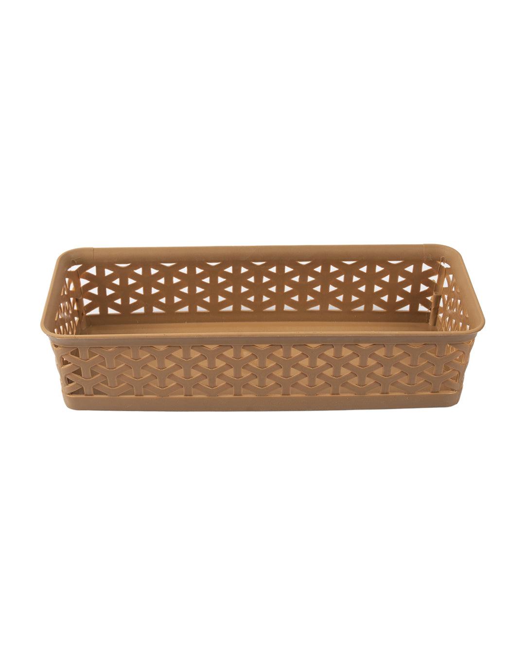 Market 99 Small Plastic Multipurpose Storage Basket ( Set Of 6, Solid Brown Colour) - MARKET 99