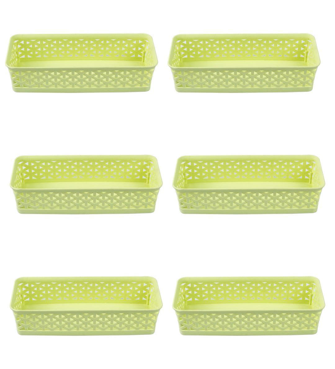 Market 99 Small Plastic Multipurpose Storage Basket ( Set Of 6, Solid Green Colour) - MARKET 99