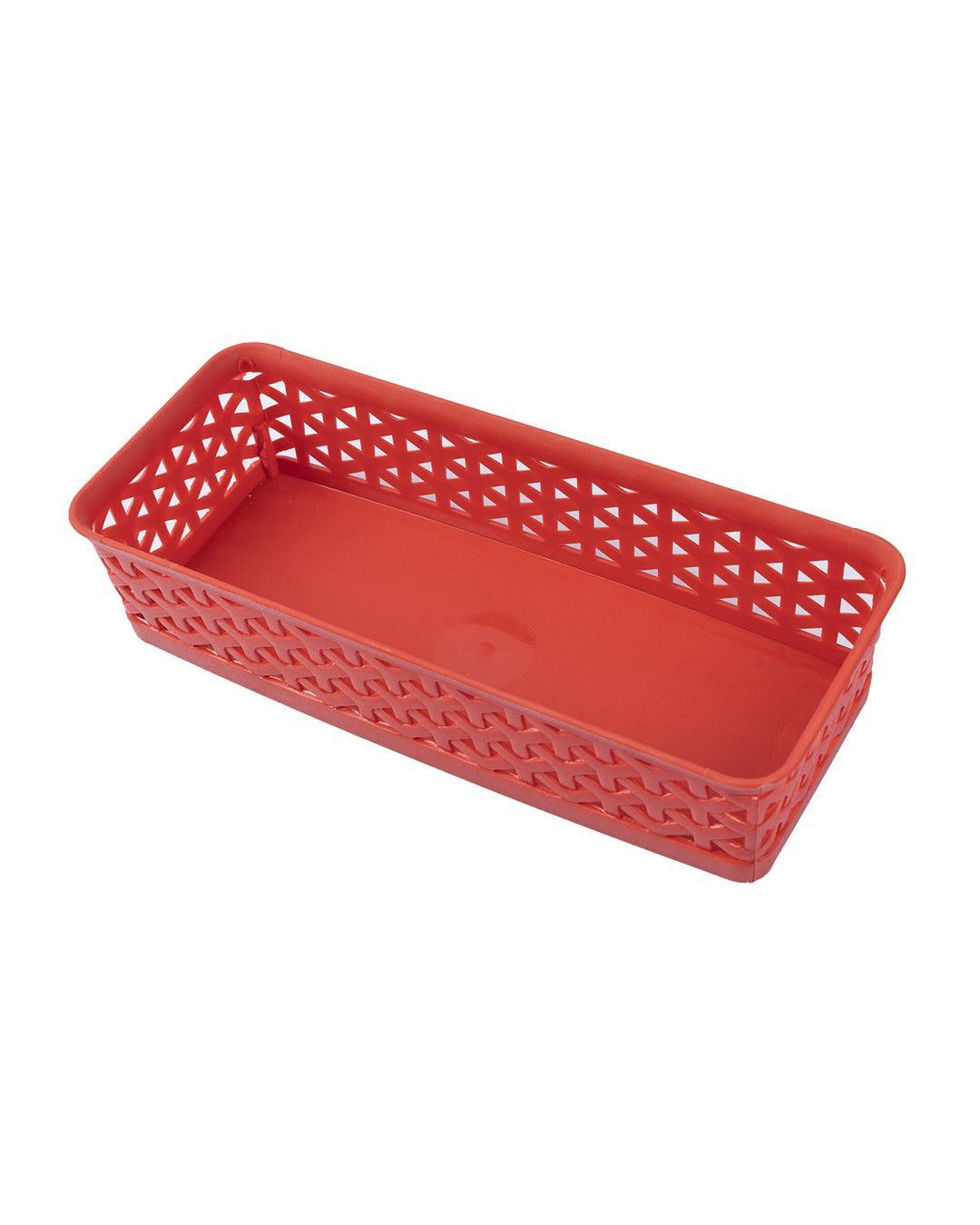 Market 99 Small Plastic Multipurpose Storage Basket ( Set Of 6, Solid Red Colour ) - MARKET 99