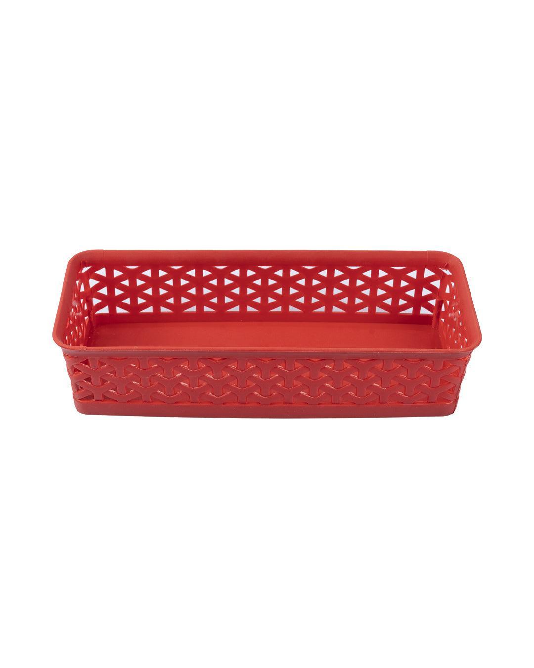 Market 99 Small Plastic Multipurpose Storage Basket ( Set Of 6, Solid Red Colour ) - MARKET 99