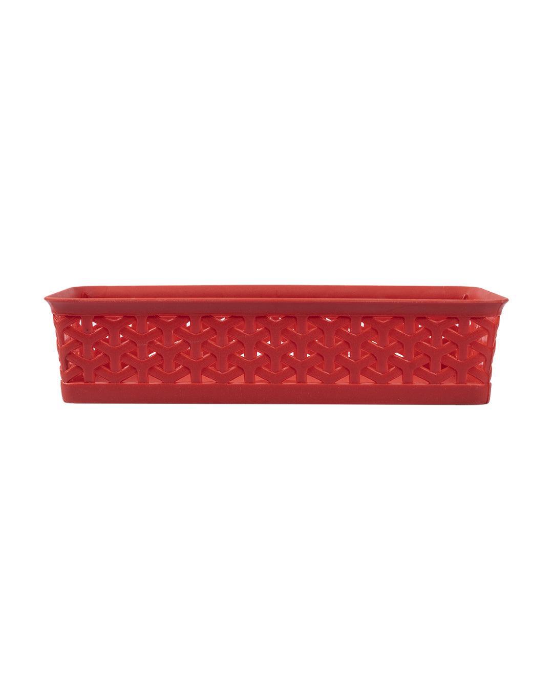 Market 99 Small Plastic Multipurpose Storage Basket ( Set Of 6, Solid Red Colour ) - MARKET 99