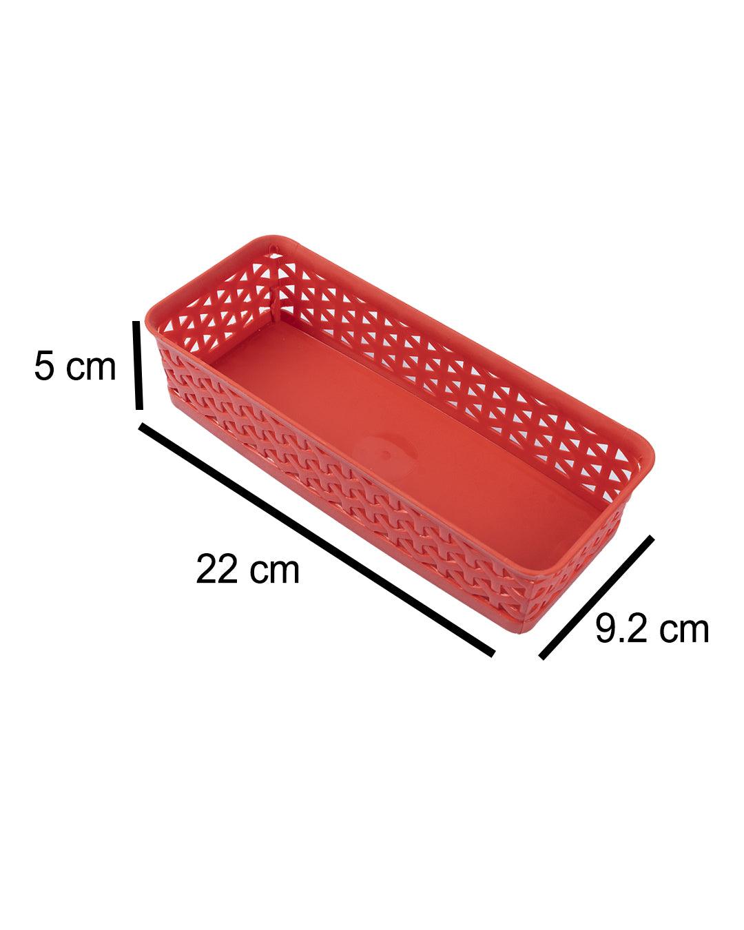 Market 99 Small Plastic Multipurpose Storage Basket ( Set Of 6, Solid Red Colour ) - MARKET 99