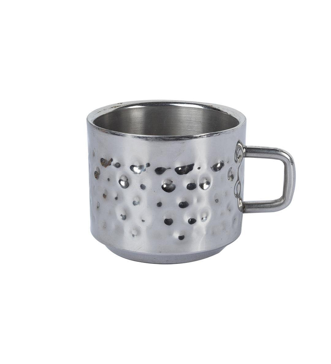 Market 99 Stainless Steel Hammered Tea & Coffee Mugs ( Set Of 4, 100mL, Silver Colour ) - MARKET 99
