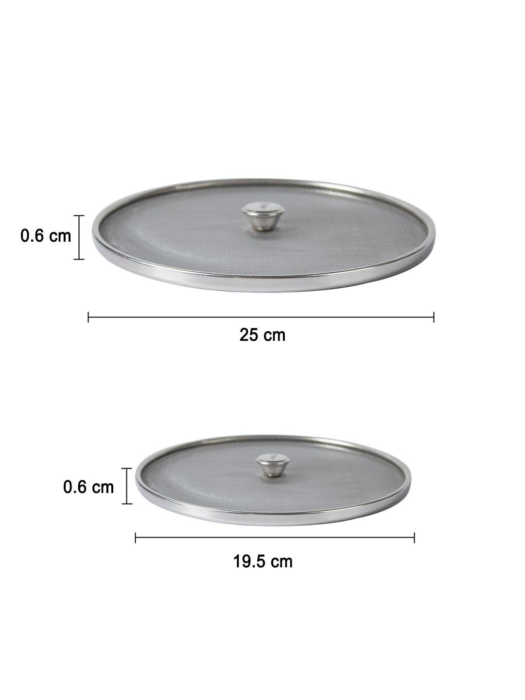 Market99 Stainless Steel Net Cover/Vessel Cover/Lids/Mesh Lids, Size No. 8  & 10 (Set Of 2, Silver Colour)