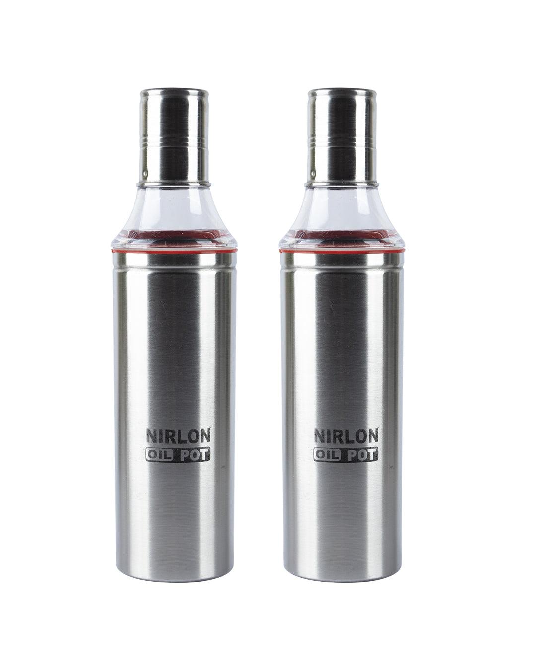 Market 99 Stainless Steel Oil Pourer/Dispenser With Screw Caps (Set Of 2, 1000 mL) - NIRLON - MARKET 99