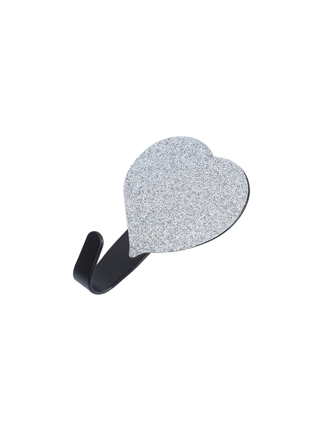 Market 99 Sticky Hook Pack Of 2 Pcs, Shimmering Heart, Silver, Plastic - MARKET 99