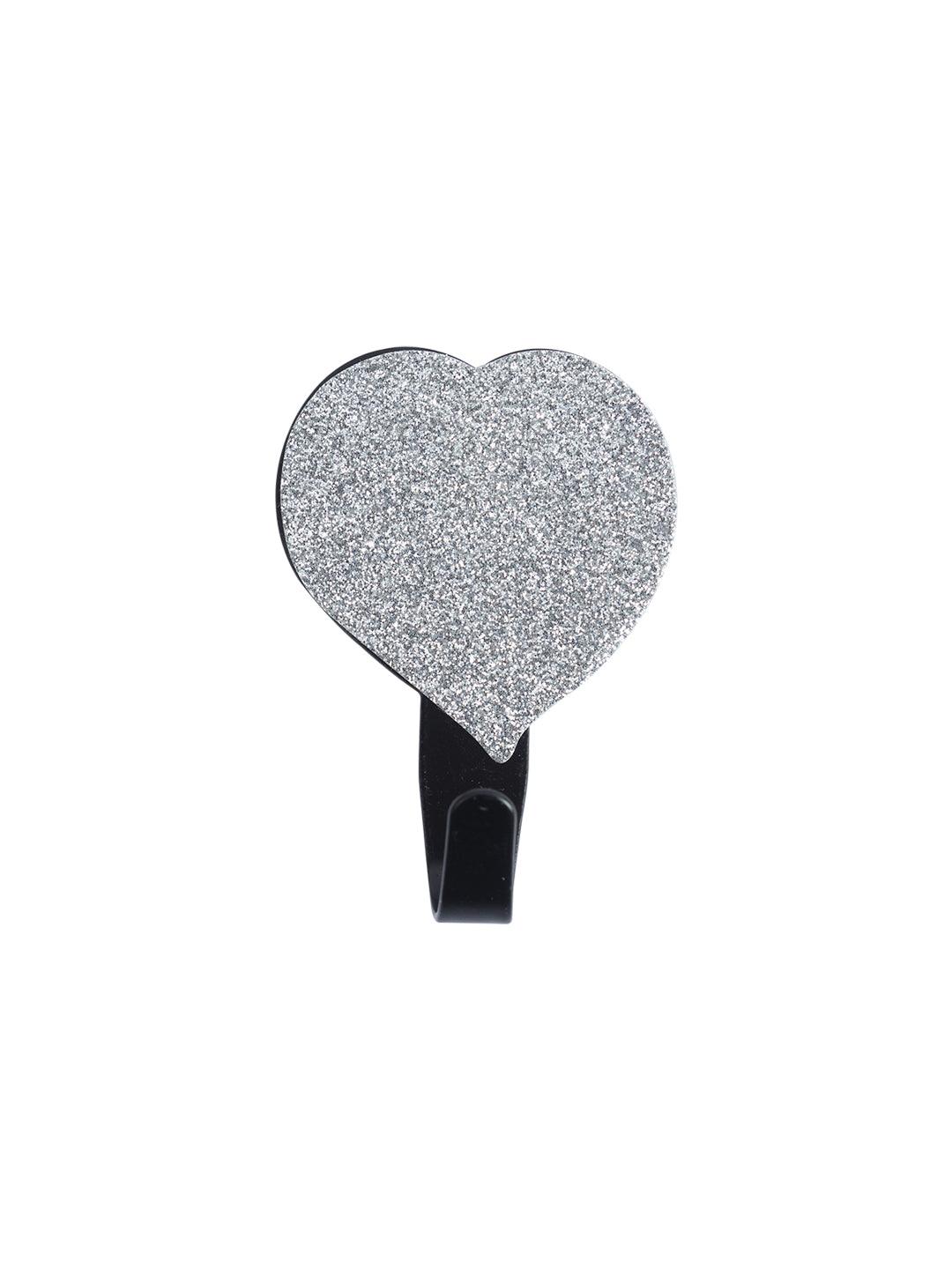 Market 99 Sticky Hook Pack Of 2 Pcs, Shimmering Heart, Silver, Plastic - MARKET 99