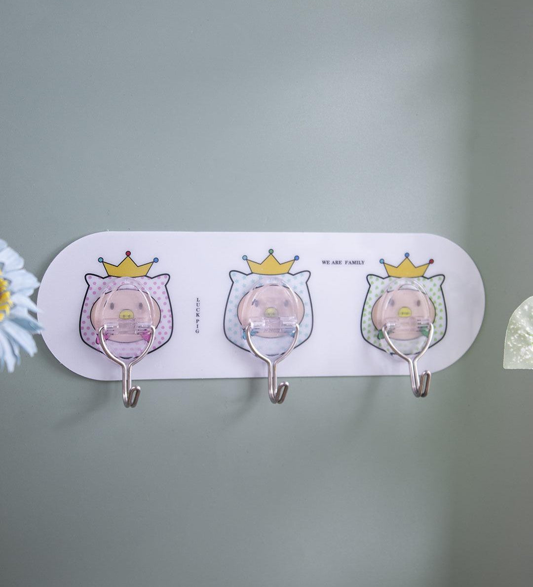 Market 99 Sticky Hook Pack Of 3 Pcs, Cartoon Face, White, Plastic - MARKET 99