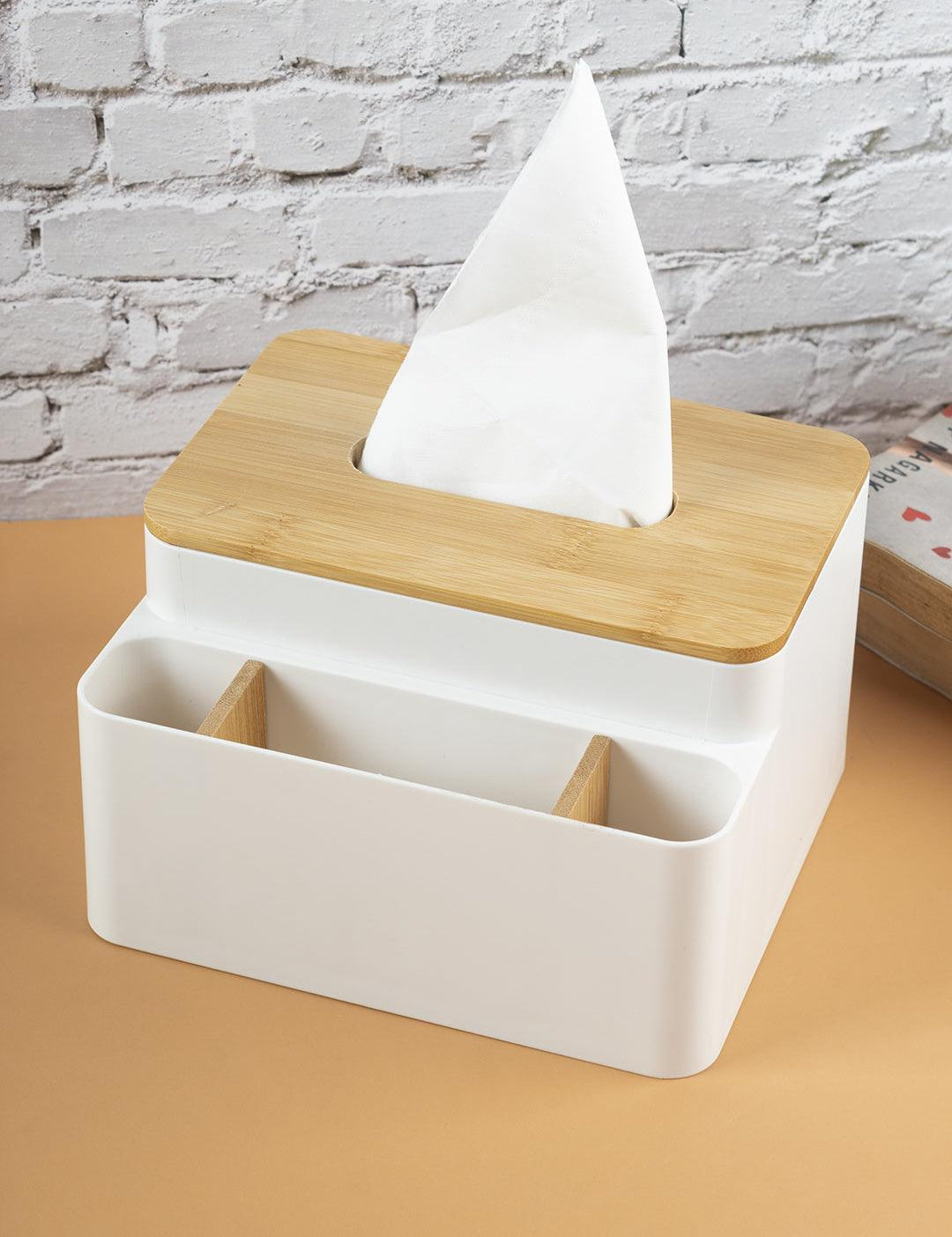 Market 99 Tissue Box With Holder, Dual Tone, White, Plastic - MARKET 99