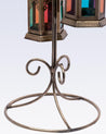 Market99 3 Hanging Lantern, Stand & T-Light Candle Holder, Classic, Cutwork Design, Gold, Mild Steel - MARKET 99