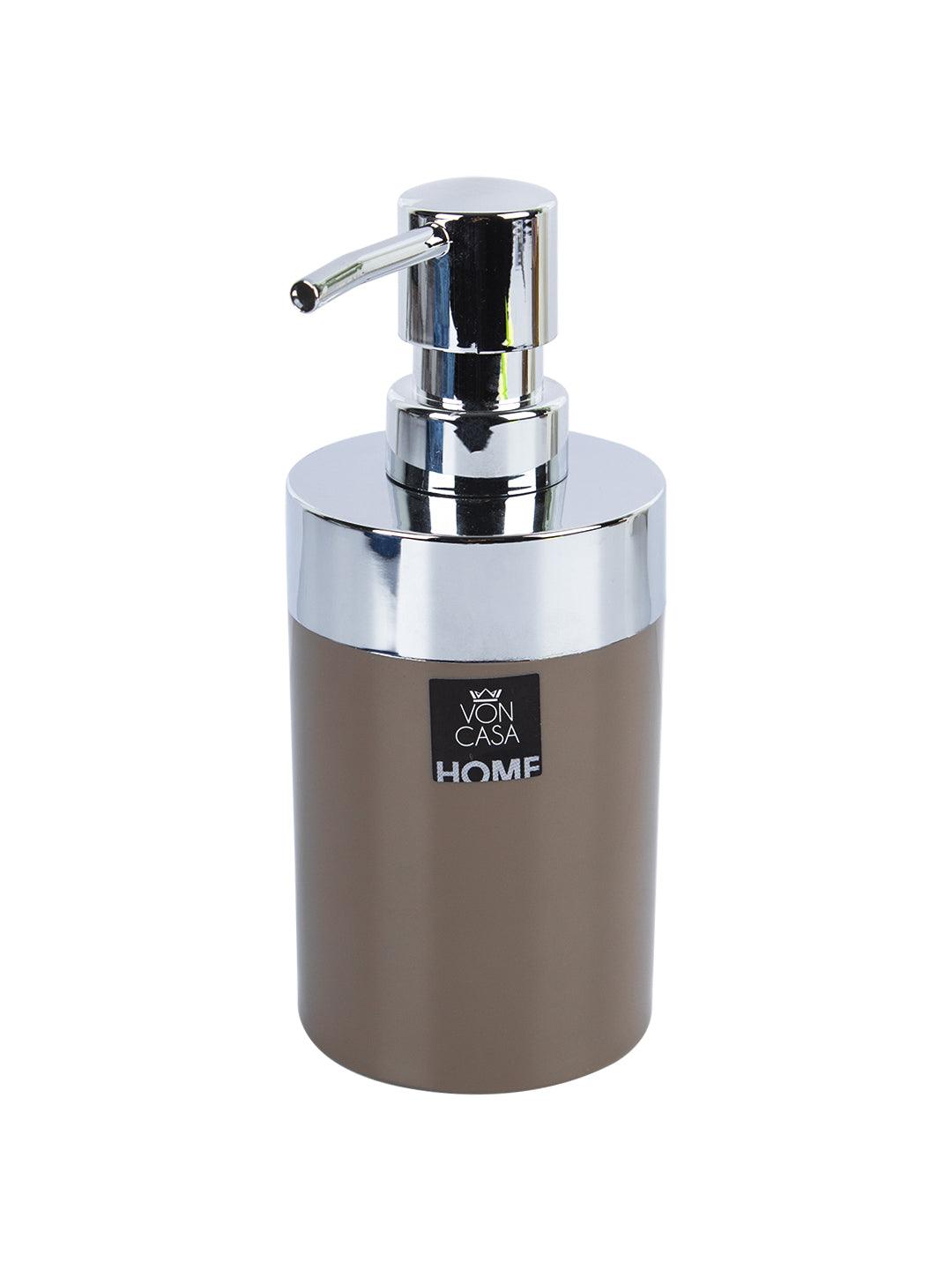 Market99 340mL Refillable Soap Dispenser With Silver Pump & Brown Soap Holder - MARKET 99