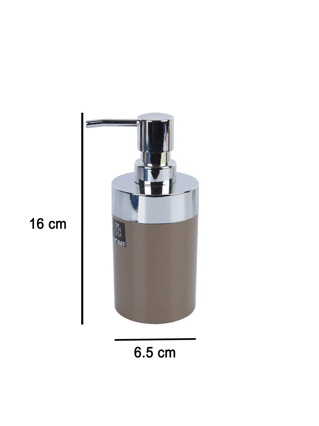 Market99 340mL Refillable Soap Dispenser With Silver Pump & Brown Soap Holder - MARKET 99