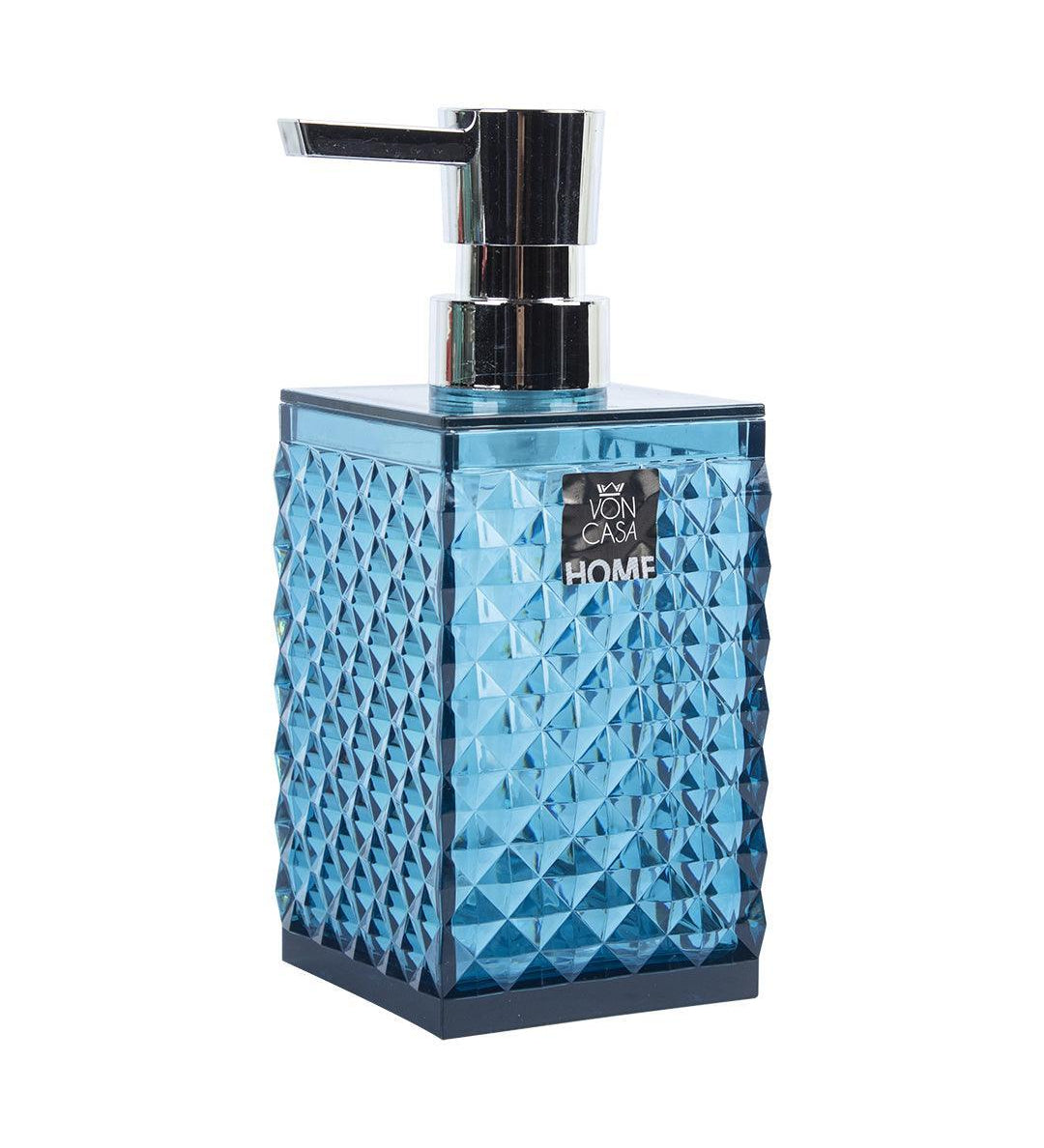 Market99 340mL Refillable Soap Dispenser With Silver Pump & Light Blue Plastic Liquid Soap Holder - MARKET 99