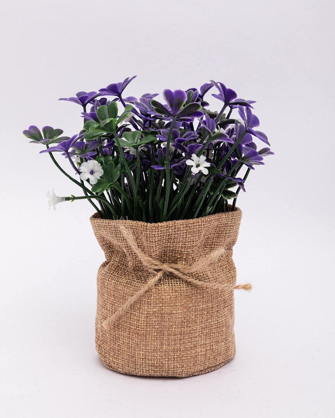 Market99 Artificial Flower with Jute Sack, Purple, Plastic - MARKET 99