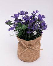 Market99 Artificial Flower with Jute Sack, Purple, Plastic - MARKET 99