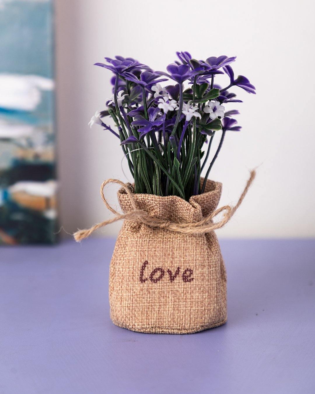 Market99 Artificial Flower with Pot, Purple, Plastic - MARKET 99