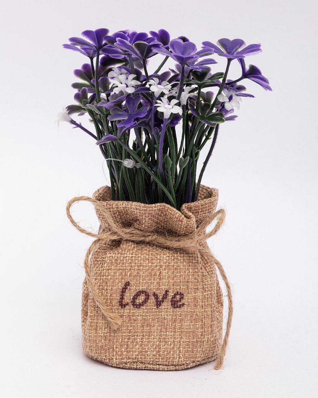 Market99 Artificial Flower with Pot, Purple, Plastic - MARKET 99