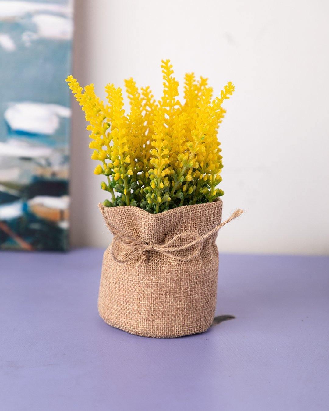 Market99 Artificial Flower with Pot, Yellow, Plastic - MARKET 99