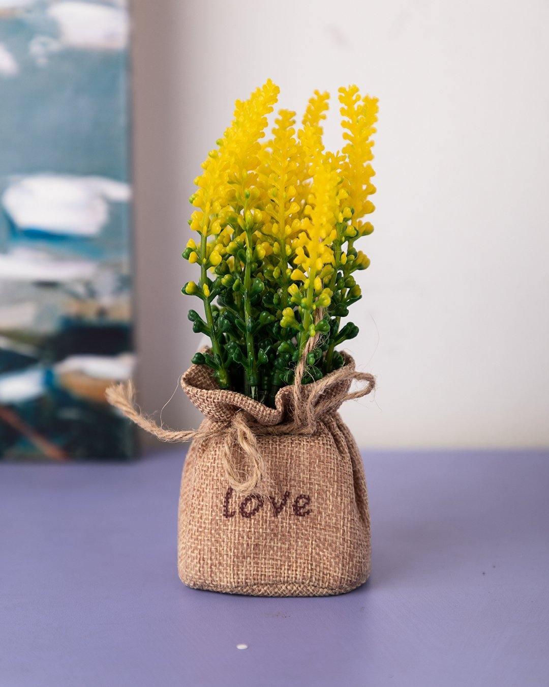 Market99 Artificial Flower with Pot, Yellow, Plastic - MARKET 99