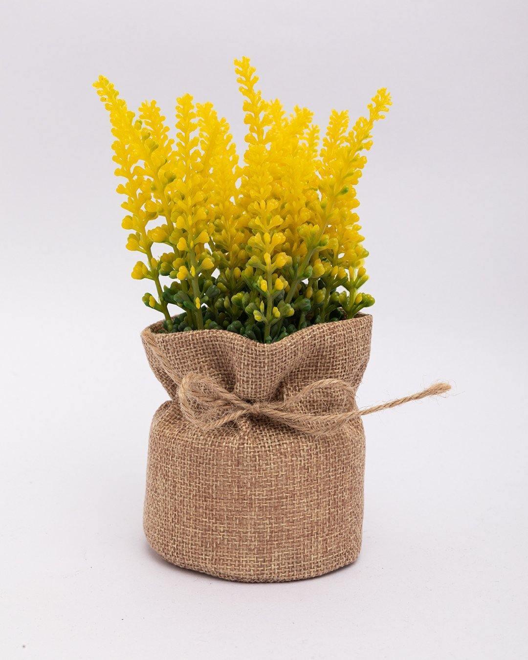 Market99 Artificial Flower with Pot, Yellow, Plastic - MARKET 99