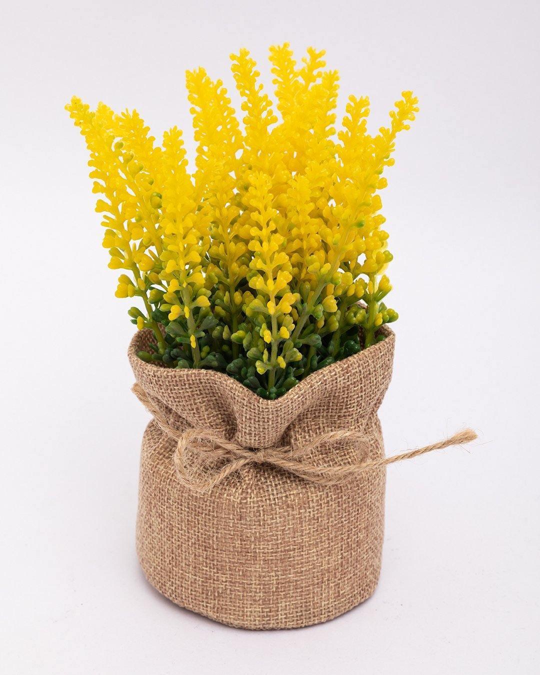 Market99 Artificial Flower with Pot, Yellow, Plastic - MARKET 99