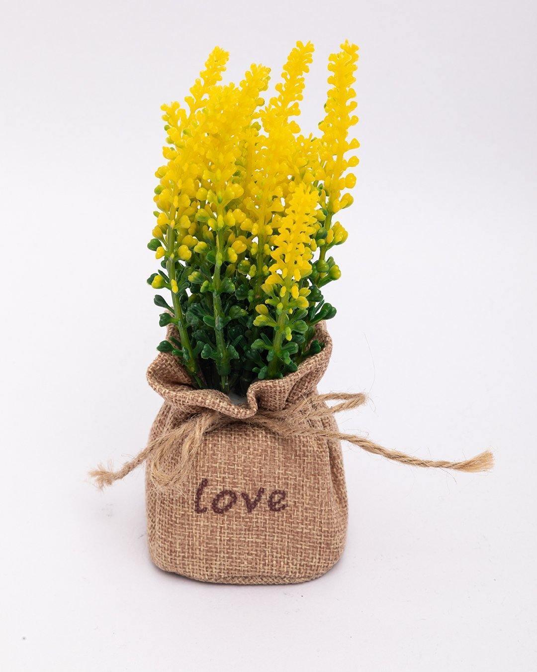 Market99 Artificial Flower with Pot, Yellow, Plastic - MARKET 99