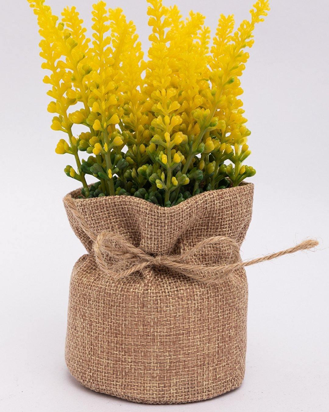 Market99 Artificial Flower with Pot, Yellow, Plastic - MARKET 99