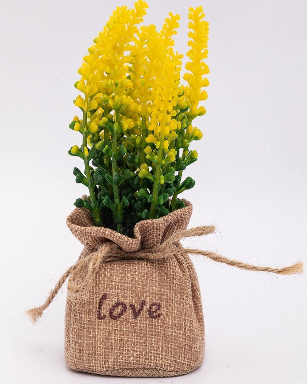 Market99 Artificial Flower with Pot, Yellow, Plastic - MARKET 99