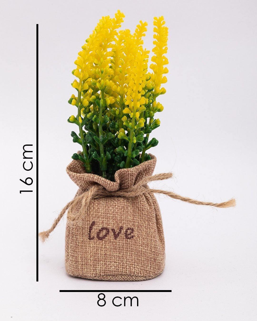 Market99 Artificial Flower with Pot, Yellow, Plastic - MARKET 99