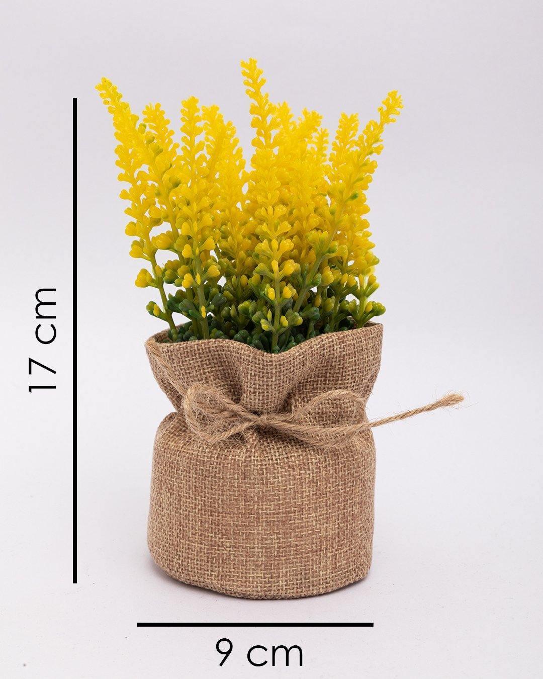 Market99 Artificial Flower with Pot, Yellow, Plastic - MARKET 99