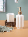 Market99 Bathroom Set, Rust Proof Chrome Finish, with Wooden Top, Off White, Ceramic - MARKET 99
