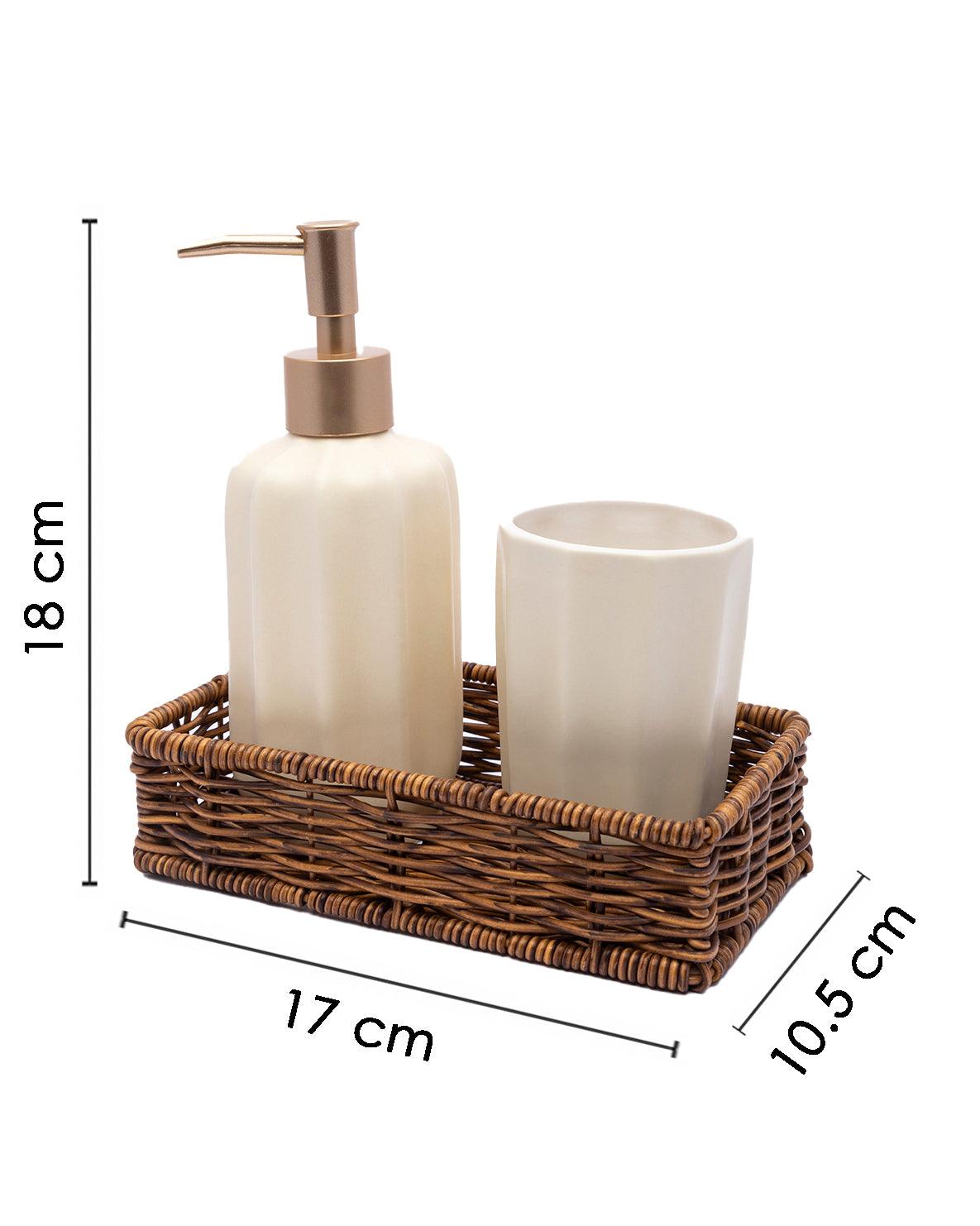 Market99 Bathroom Set, Rust Proof Chrome Finish, with Wooden Top, Off White, Ceramic - MARKET 99