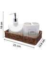 Market99 Bathroom Set, Rust Proof Chrome Finish, with Wooden Top, White, Ceramic - MARKET 99